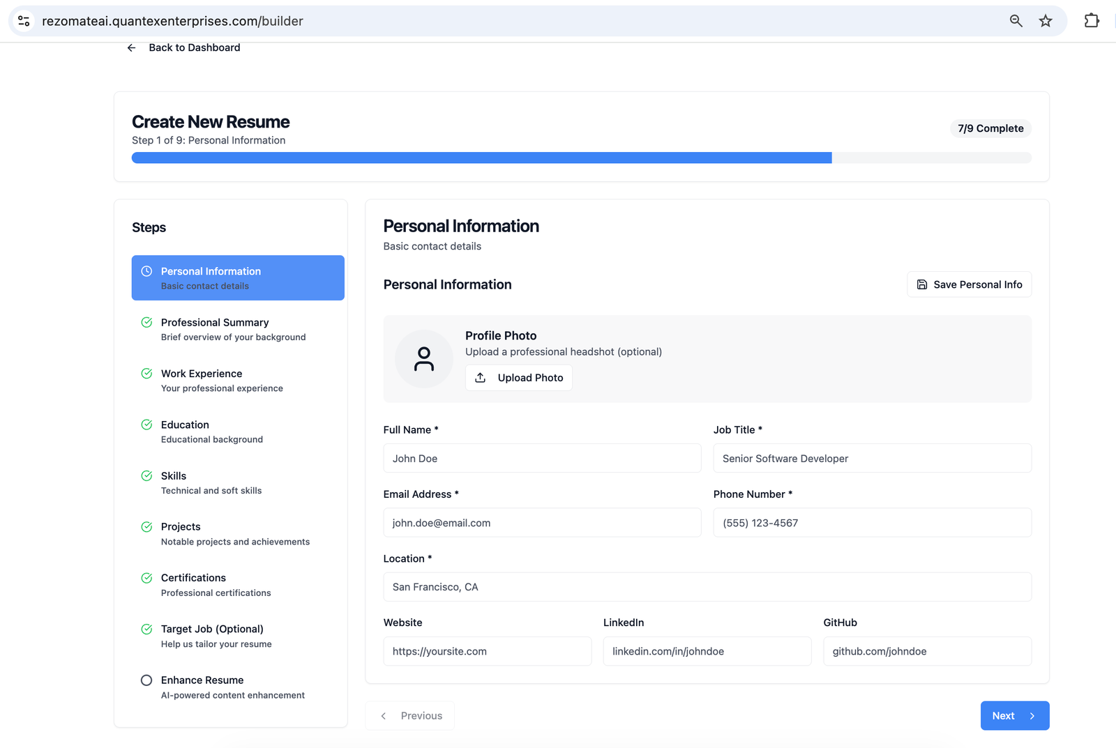 RezomateAI resume builder